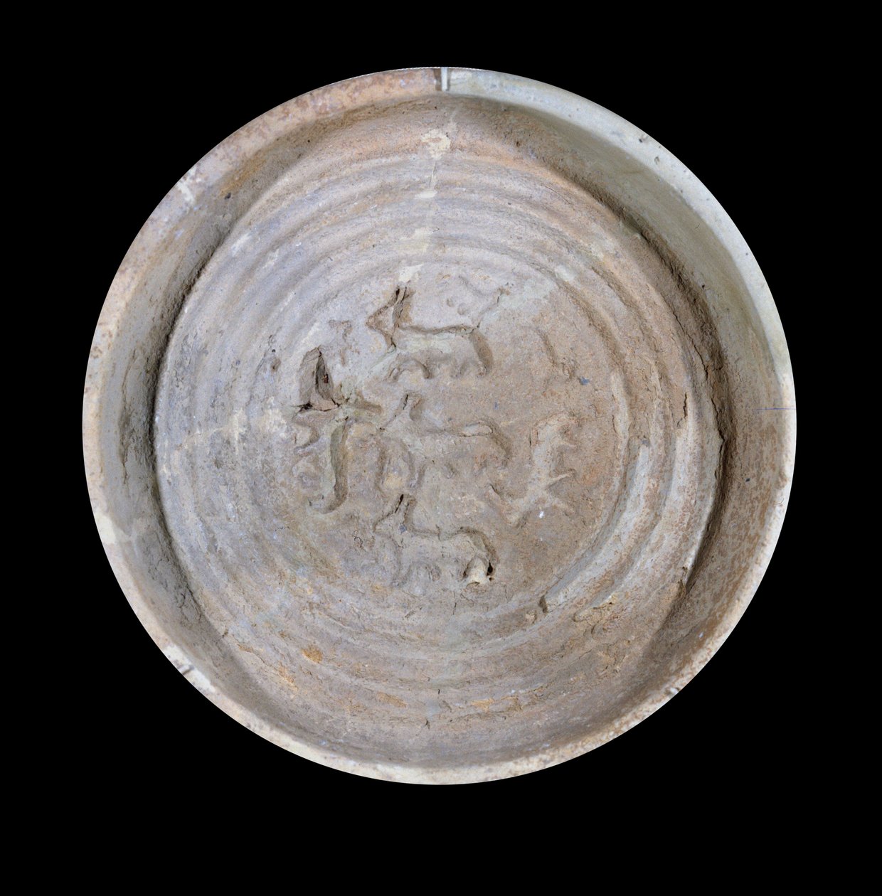 Mesopotâmia: taça terracota com ibex. Por volta de 1800 AC. Dos pratos reais do Palácio do Rei Zimrilim a Mari. Paris, Museu do Louvre de Mesopotamian