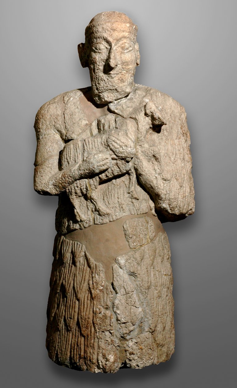 Estátua de um homem trazendo ovelhas para ser sacrificado, Sumeria de Mesopotamian