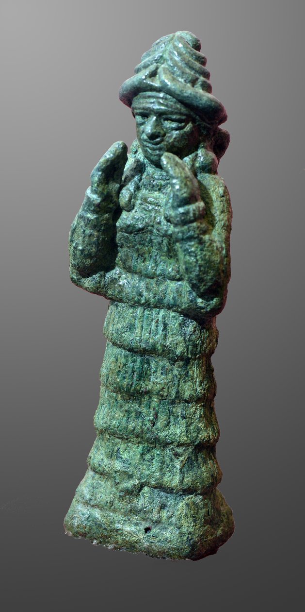 Figurinha de bronze da deusa guardiã LAMA, Mesopotâmia c.2035-1794 AC (bronze) de Mesopotamian Mesopotamian