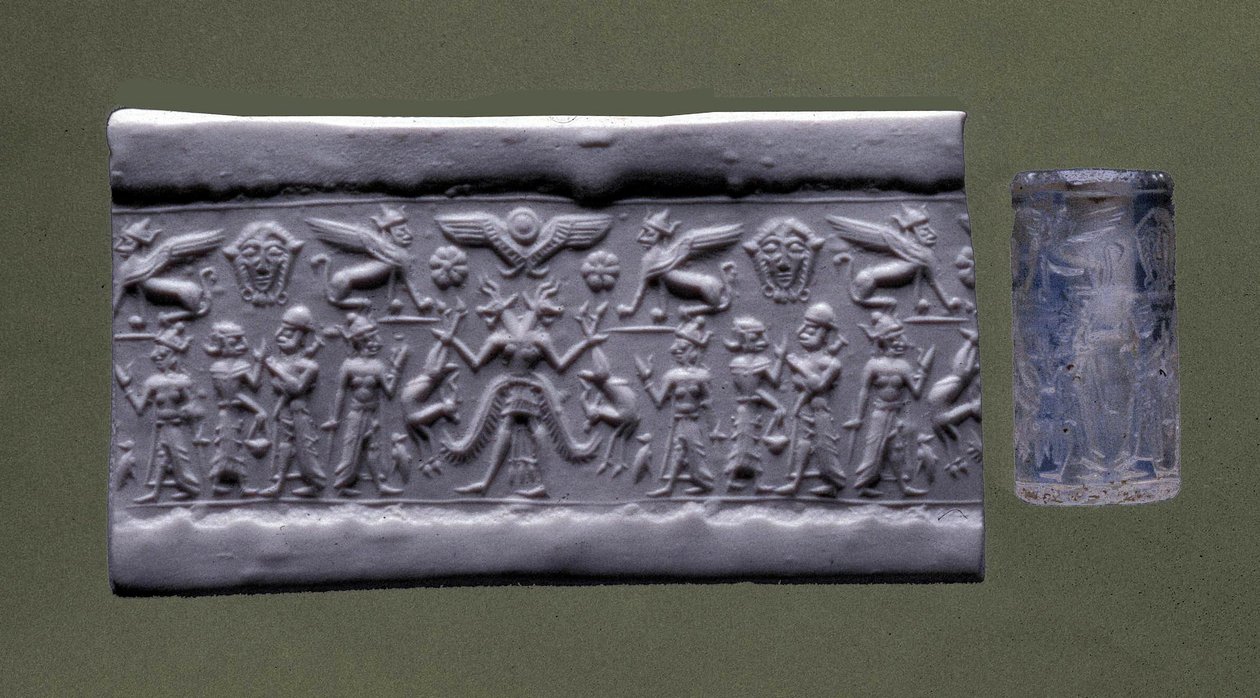 Selo Cilíndrico, Norte da Síria (quartzo) de Mesopotamian Mesopotamian