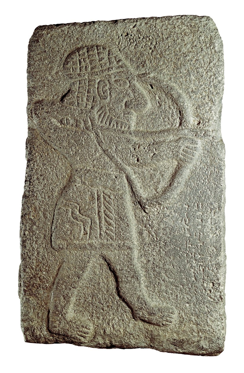 Arqueiro hitita, do Palácio de Kapara, Rei de Guzana, em Tell Halaf (Síria), século IX a.C. (baixo relevo sobre pedra) de Mesopotamian Mesopotamian