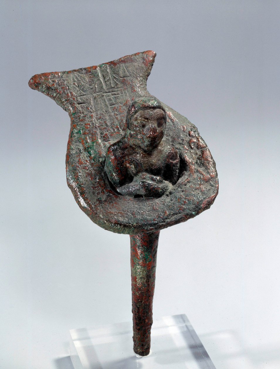 Mesopotâmia: figura de fundação (prego e seu suporte de cobre) de Ur Nanshe, Príncipe de Lagash. 2800 AC. Do site do Tello. Dim 0,11 m x 0,11 m Paris, musee du Louvre de Mesopotamian Mesopotamian