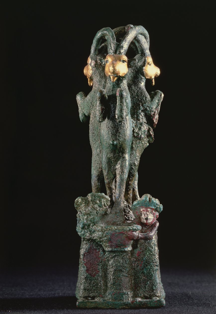 Árvore sagrada formada por três cabras, de Larsa, Sul da Mesopotâmia, c.1750 a.C. (bronze e ouro) de Mesopotamian Mesopotamian