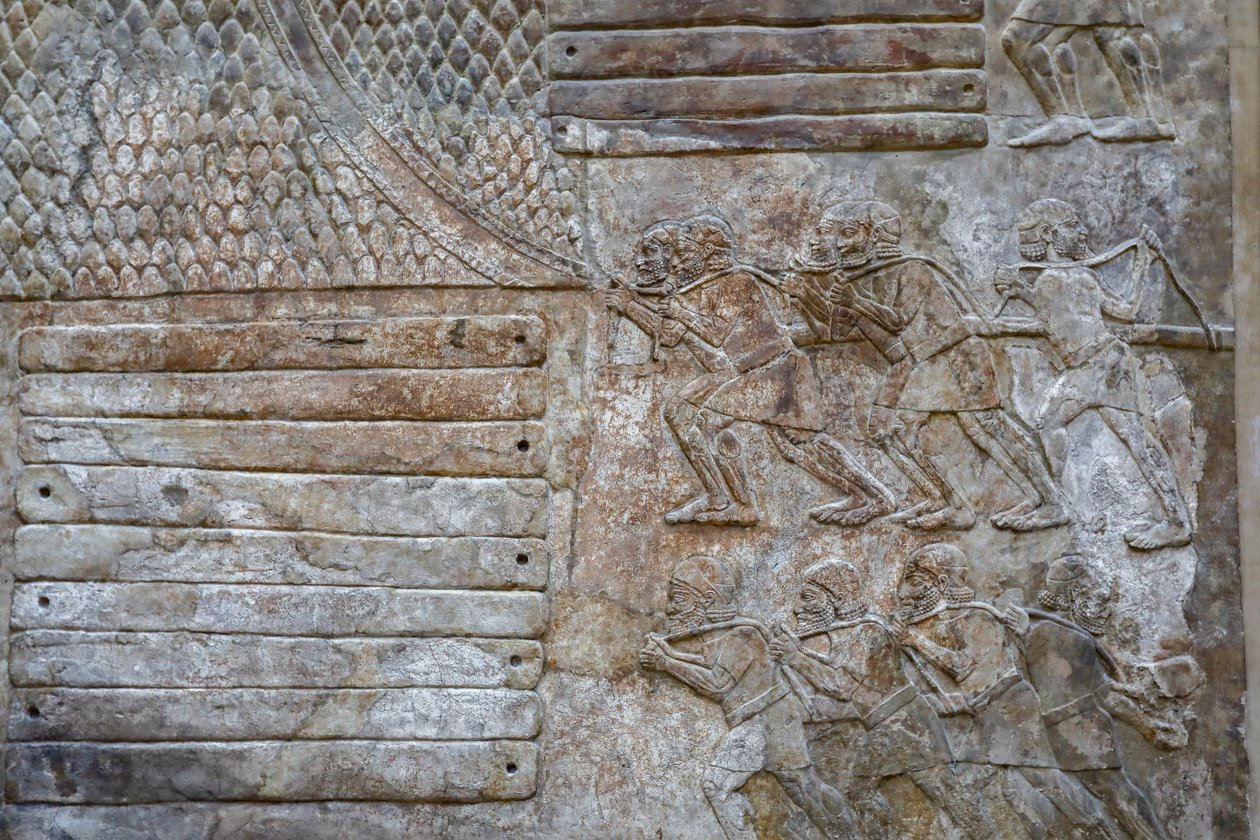 Transporte de cedro de madeira do Líbano. (Relevo baixo) de Mesopotamian Mesopotamian
