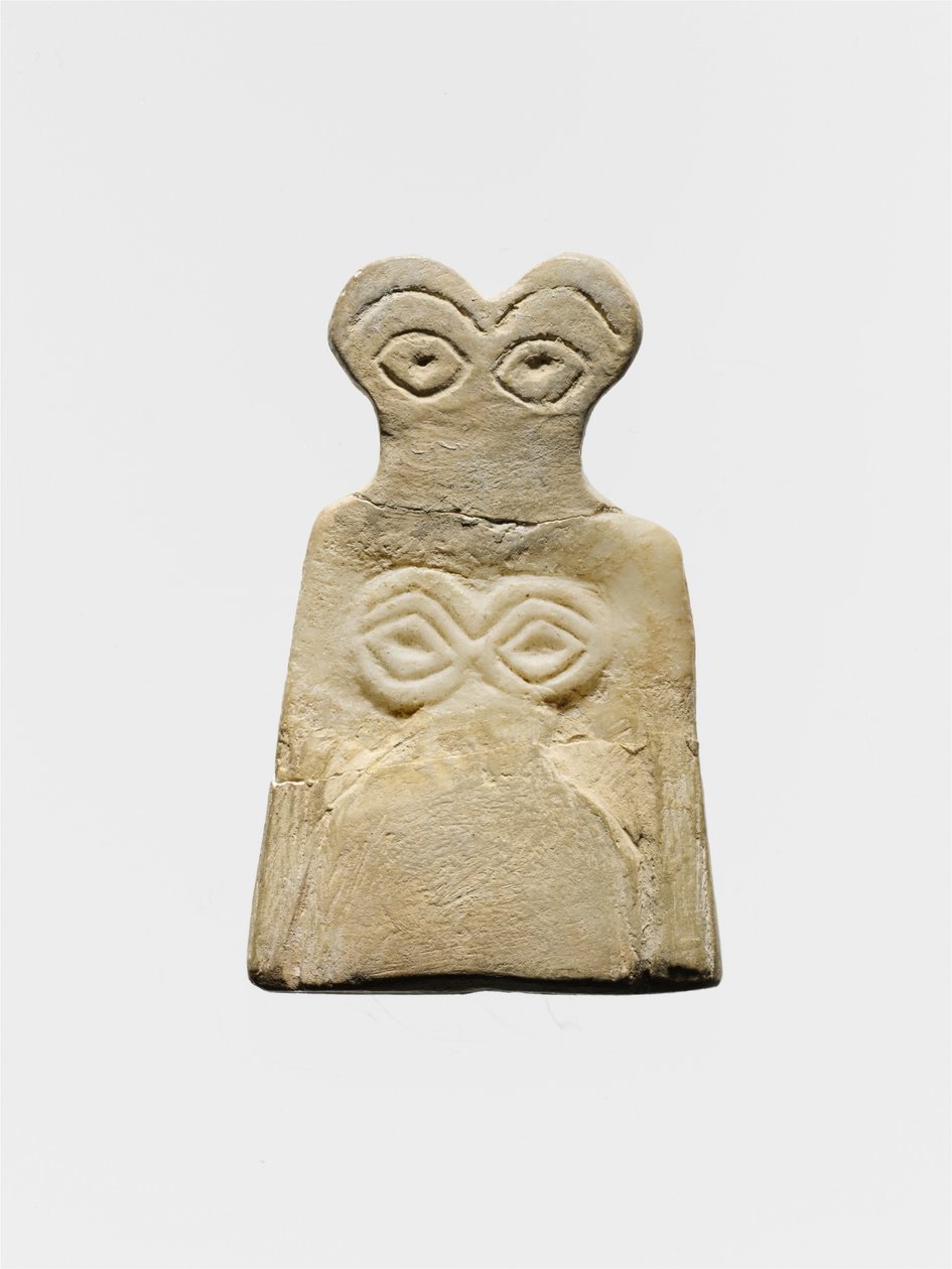 Ídolo do olho médio Uruk, c.3700-3500 a.C. (alabastro de gesso) de Mesopotamian School