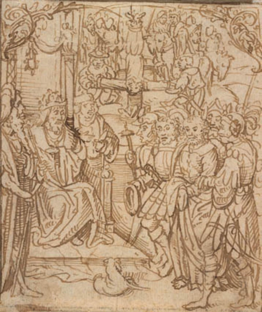 São Pedro antes do imperador Nero, e a crucificação de São Pedro de Mesteren for Aachen alteret