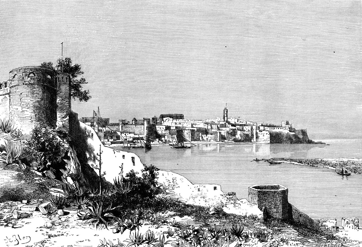 Rabat e a foz do rio Bu-Regrag, Marrocos, 1895. de Meunier