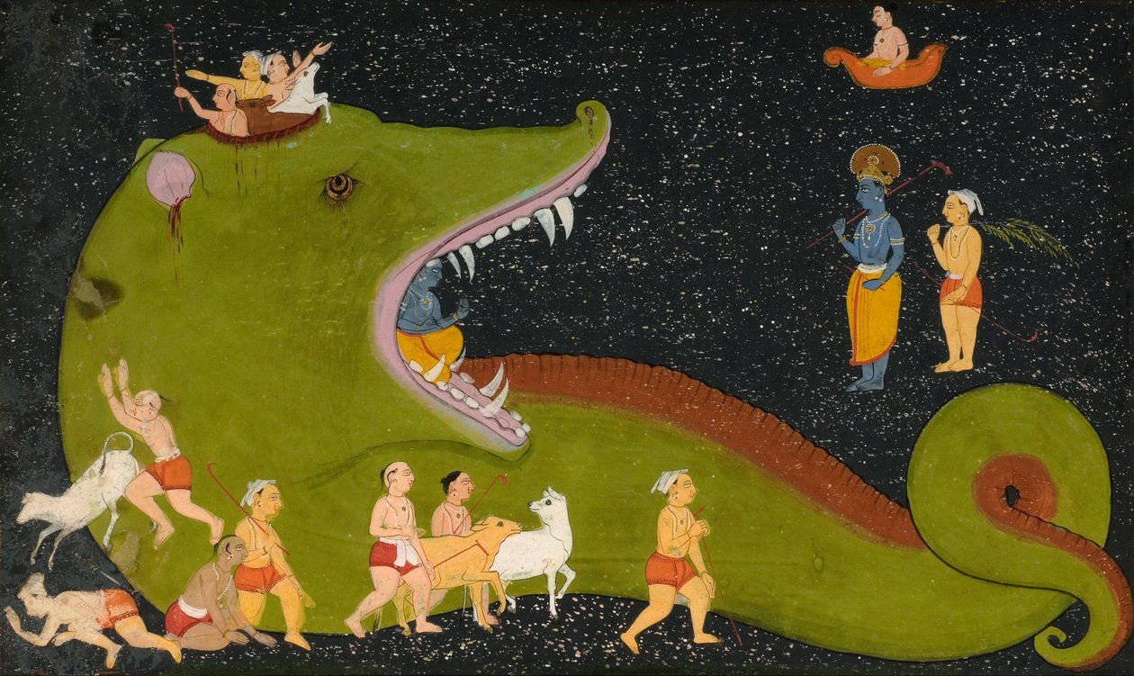 Krishnas Vitória Sobre Aghasura de Mewar School
