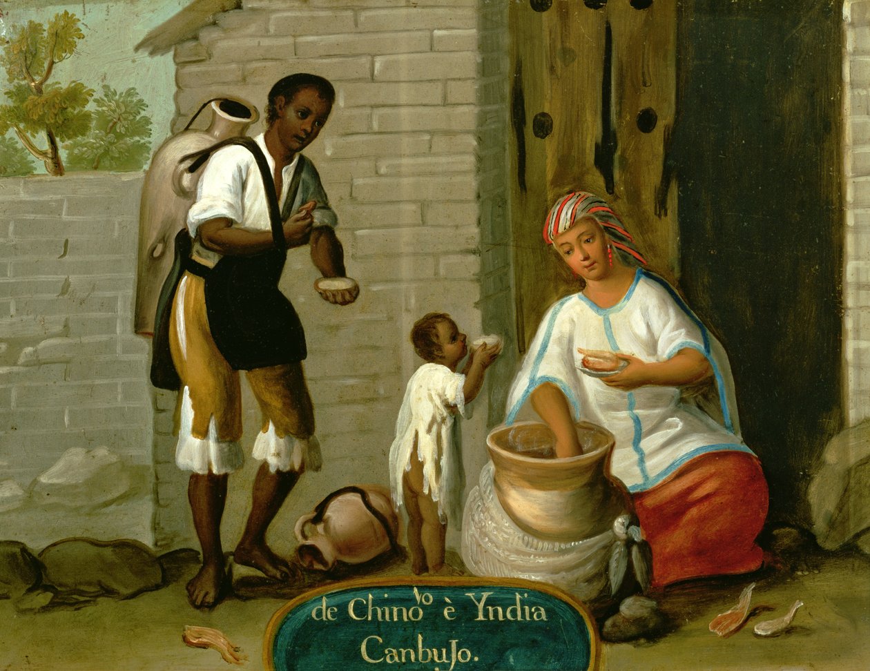 Um homem chinês e sua esposa indiana americana, de uma série sobre casamentos mistos no México de Mexican School