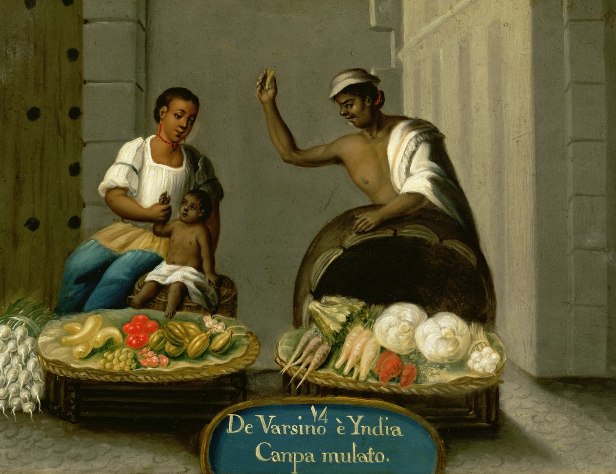 Um homem de Varsino e sua esposa indiana americana, de uma série de casamentos mistos no México de Mexican School