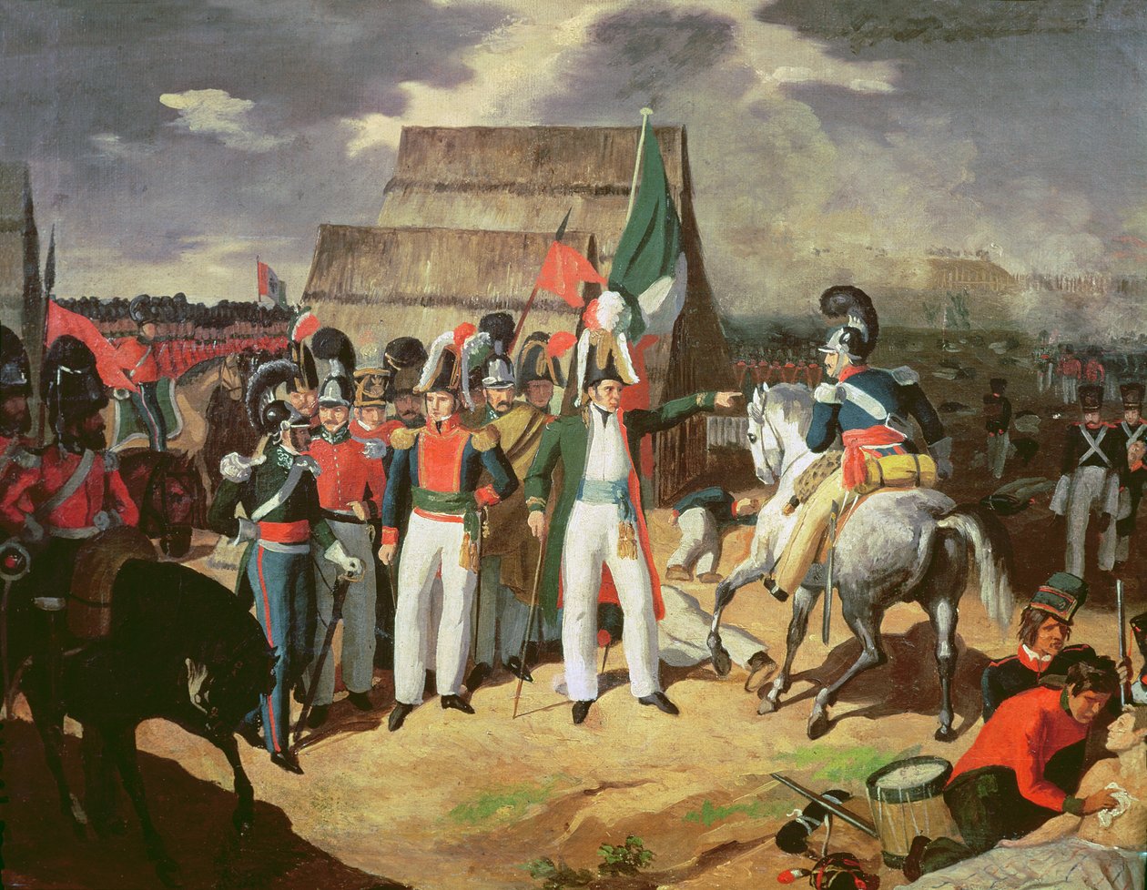 Santa Anna desafia as tropas espanholas de Ferdinand VII de Mexican School
