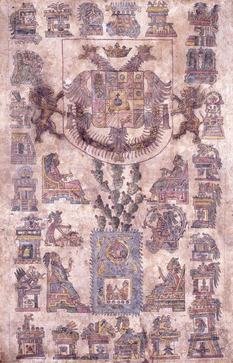 Um documento iluminado do México, mostrando o brasão do vice-rei Sotomayor, c.1645 de Mexican School