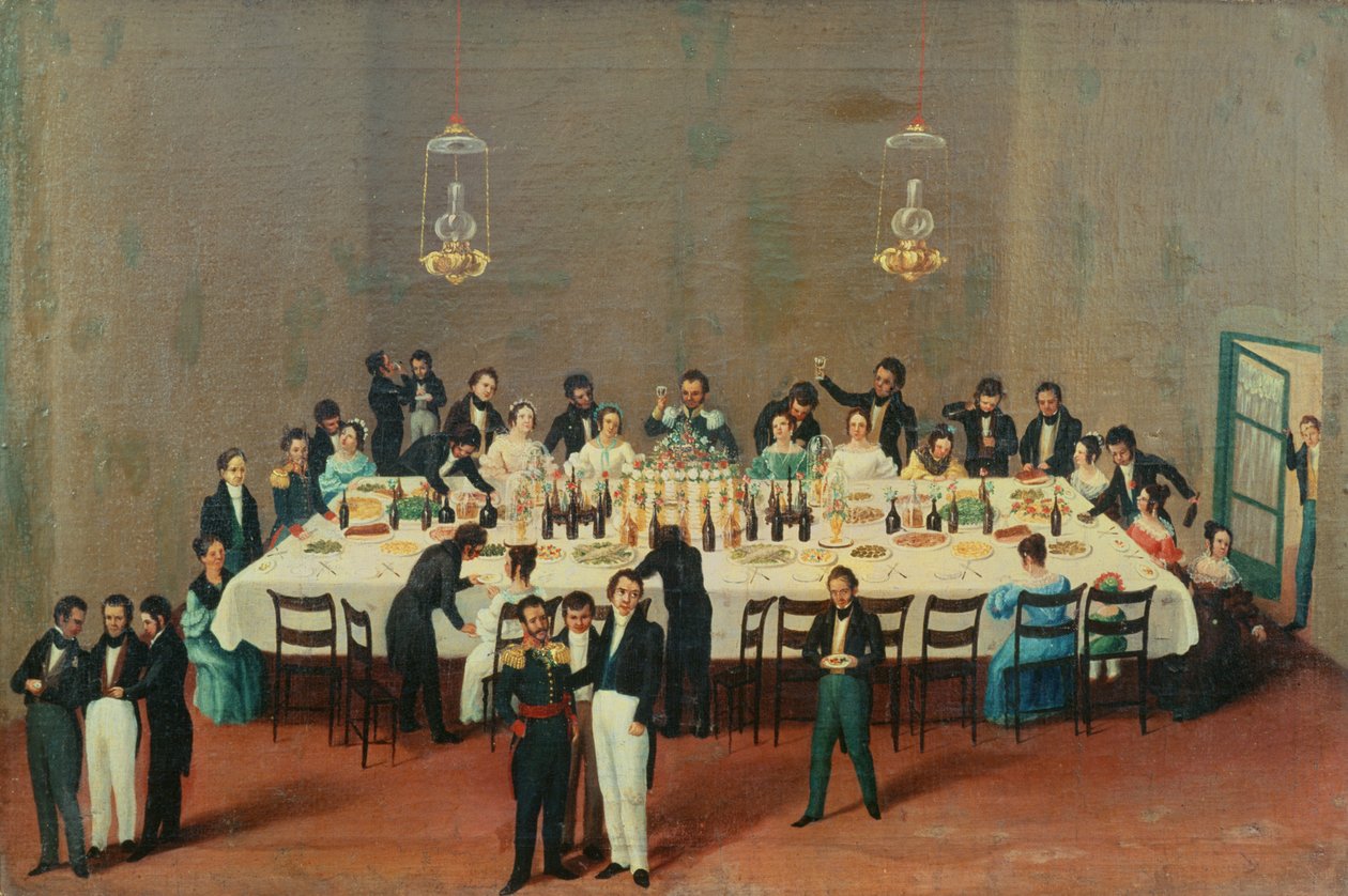 Banquete oferecido em Oaxaca em homenagem ao general Antonio Leon de Mexican School