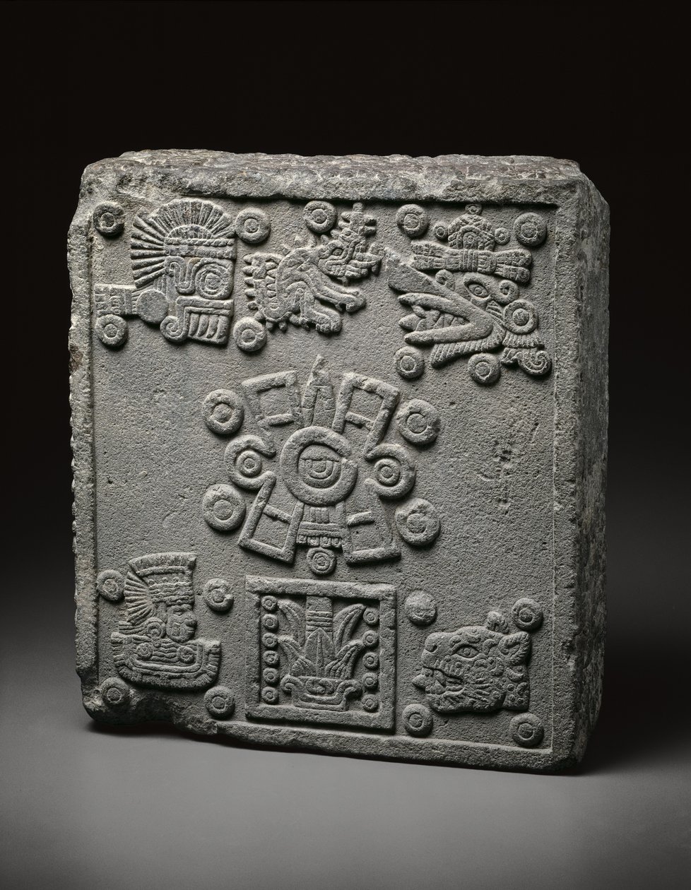 Pedra da coroação de Motecuhzoma II de Mexican School