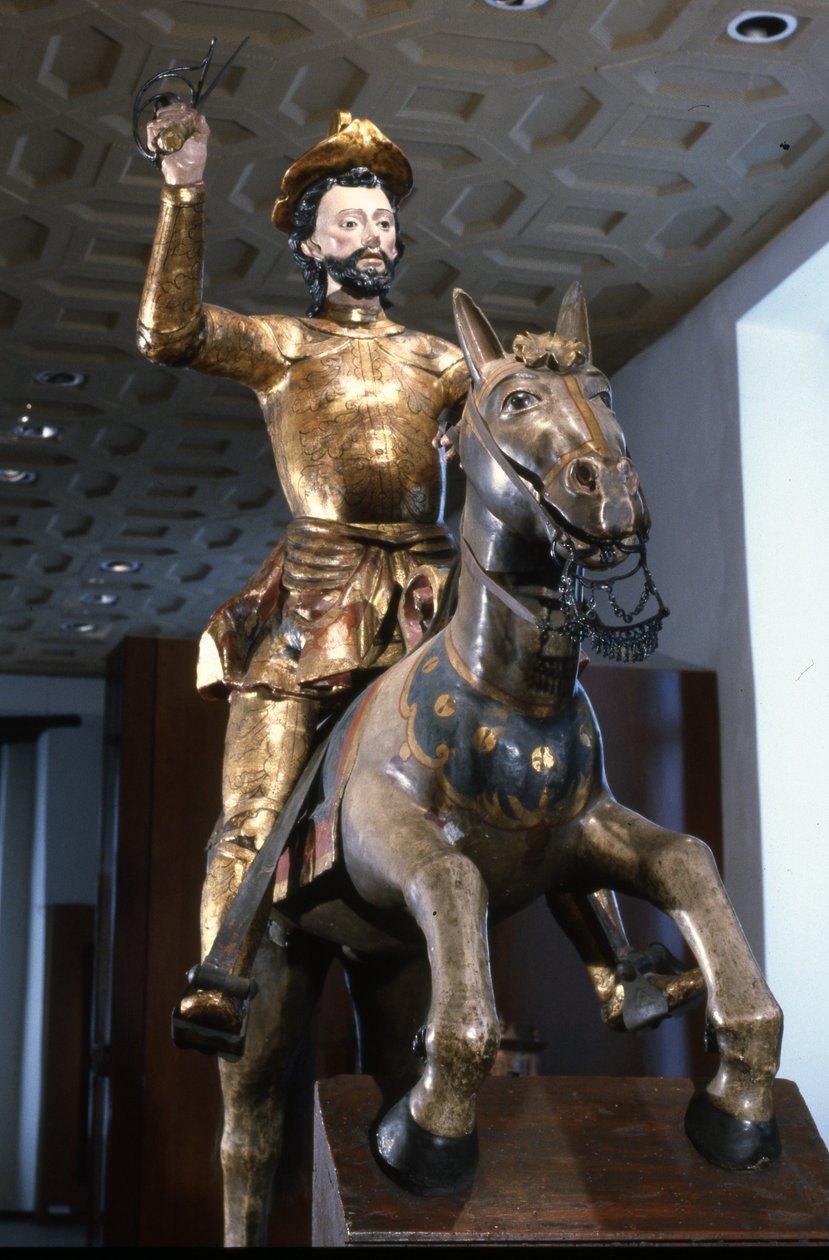 Estátua Equestre de São Tiago (madeira pintada) de Mexican School