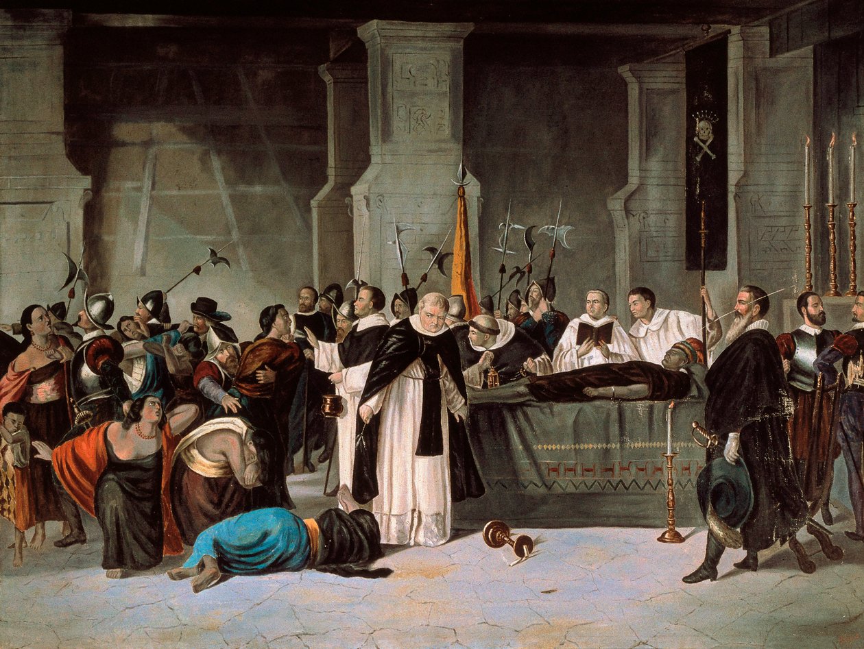 Funeral de Atahualpa, agosto de 1533, c.1869 (óleo sobre tela) de Mexican School