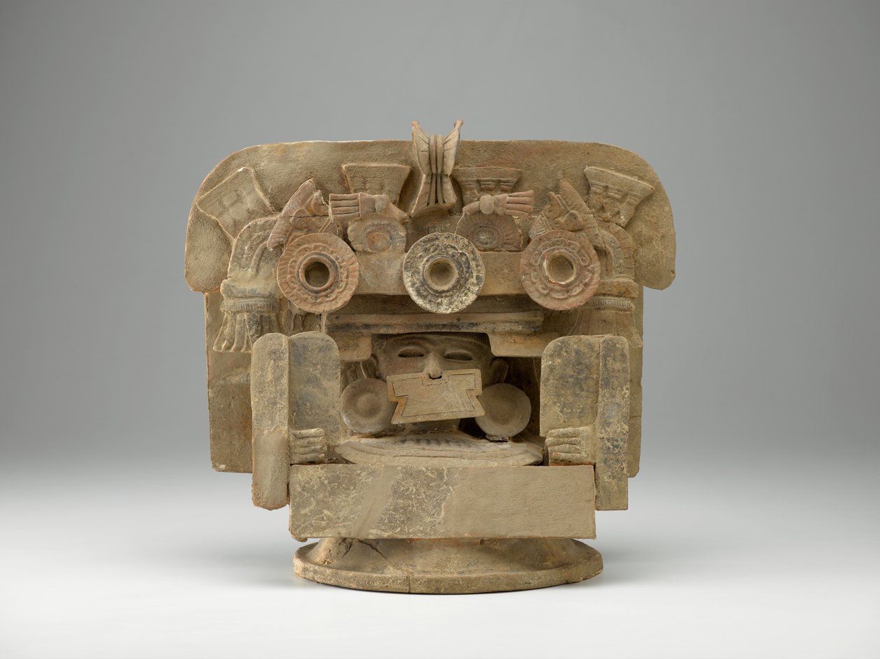 Incensario, c.200-600 (terracota e tinta) de Mexican School