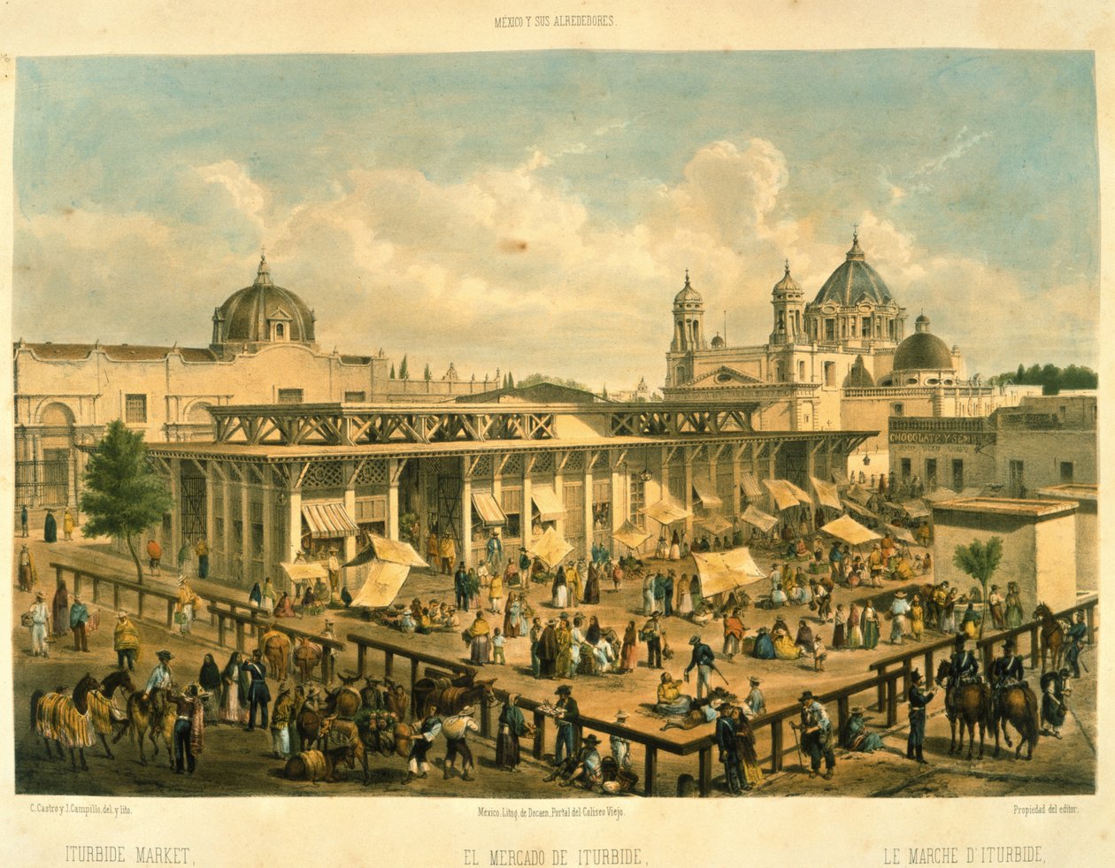 Mercado de Iturbide, Old St. John Sq, Cidade do México de Mexican School