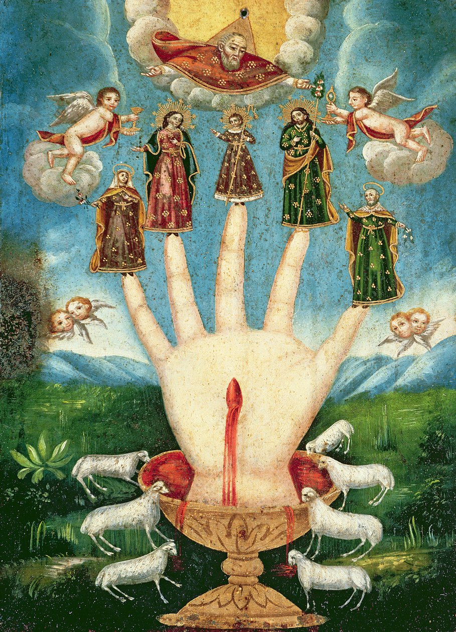 Mano Ponderosa (óleo em lata) de Mexican School