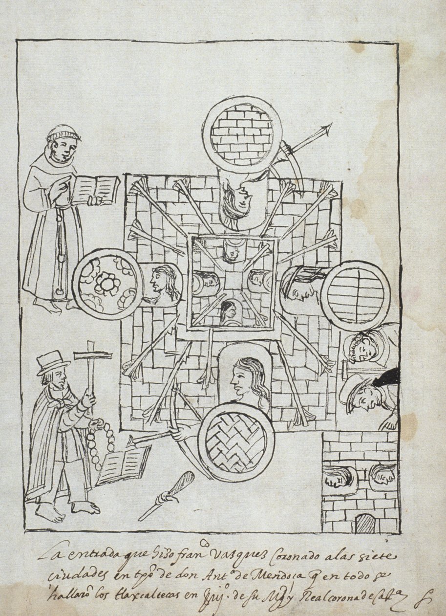 Ms Hunter 242 f.317r A Conquista Espanhola, de Historia de Tlaxcala por Diego Munoz Camargo de Mexican School