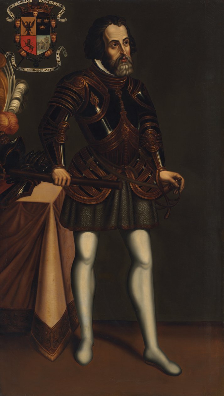 Retrato de Hernan Cortes de Mexican School