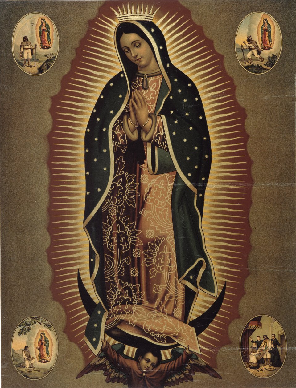 Representação da Virgem de Guadalupe, padroeira do México Impressão do século XX. Dim. 51x39 cm Musee de la Vallee, Barcelonnette (Alpes de Haute provence) de Mexican School