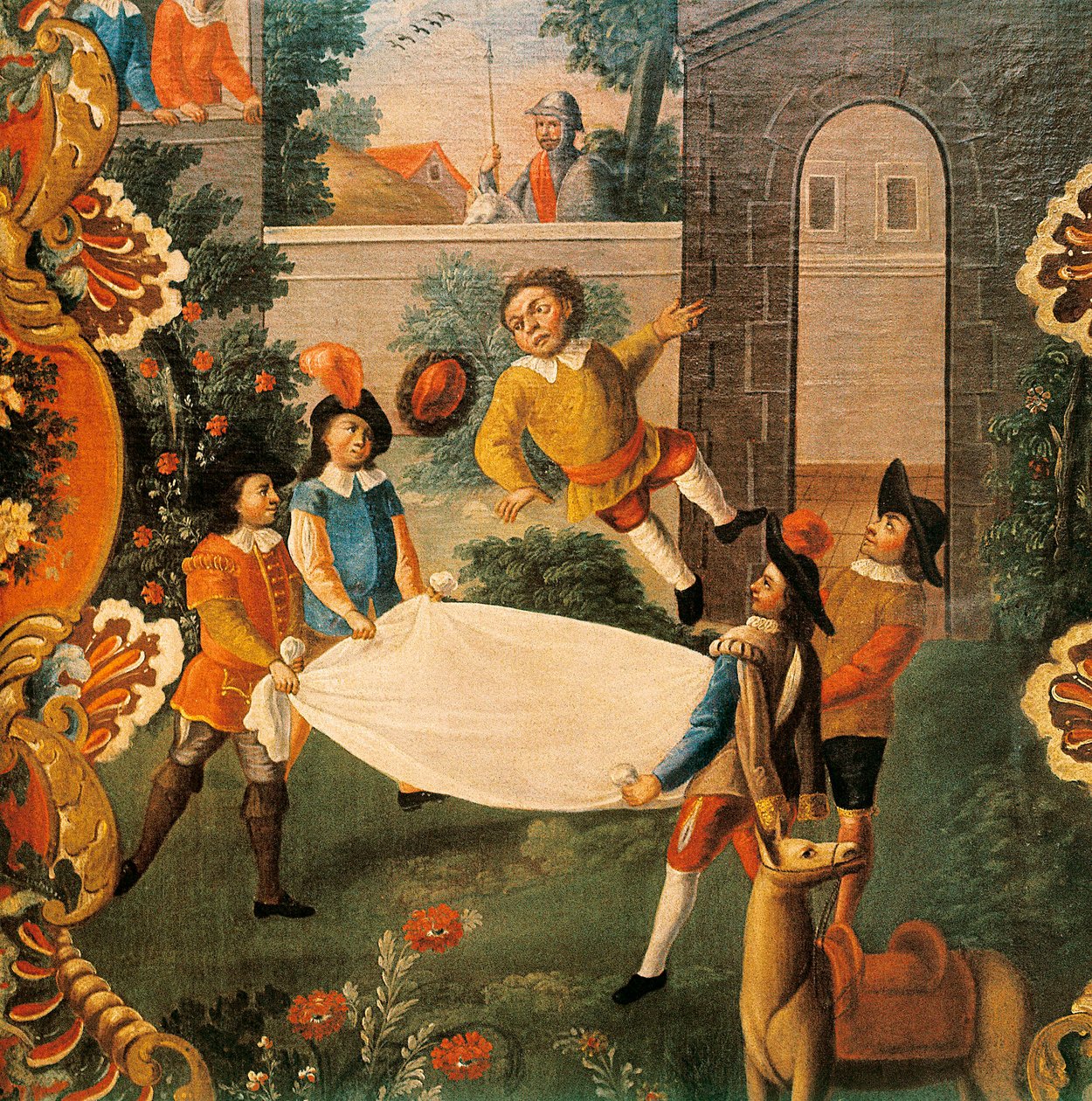 Cena de Dom Quixote do Canal (El ingenioso Hidalgo Don Quijote de la Mancha) de Miguel de Cervantes (1547-1616) Século XVIII (pintura) de Mexican School