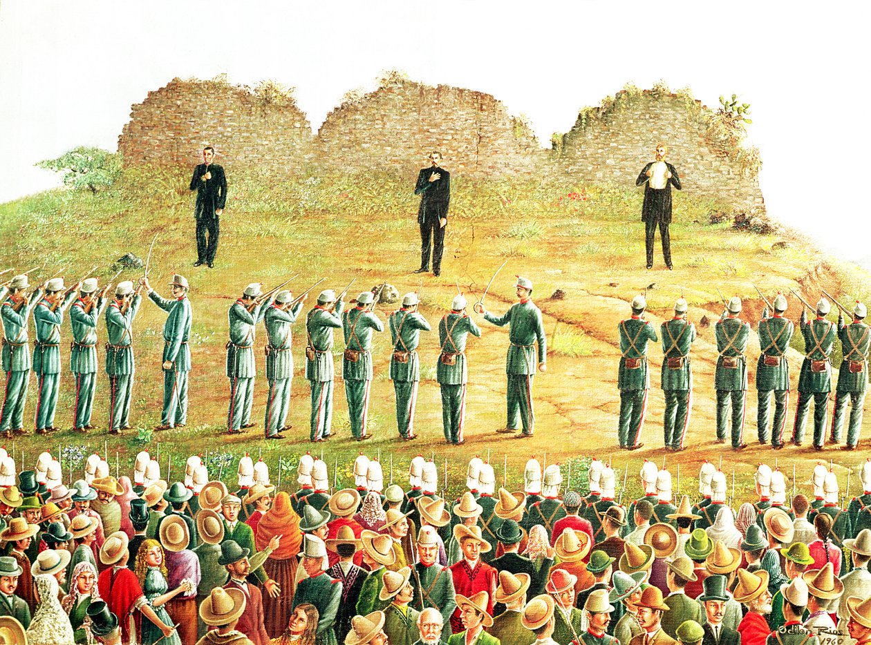 A Execução de Maximilian I (1832-67) (óleo sobre tela) de Mexican School