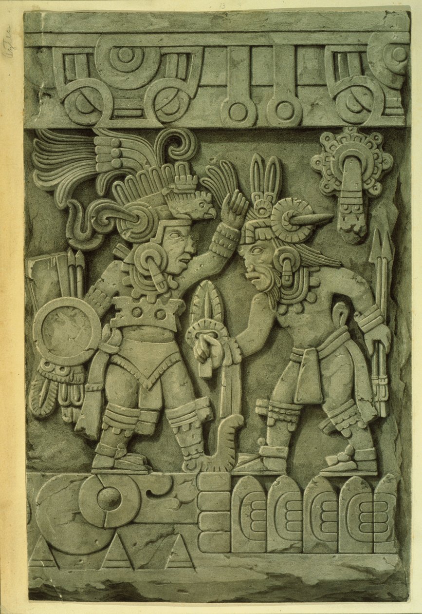 A Pedra de Tizoc (litografia a cores) de Mexican School