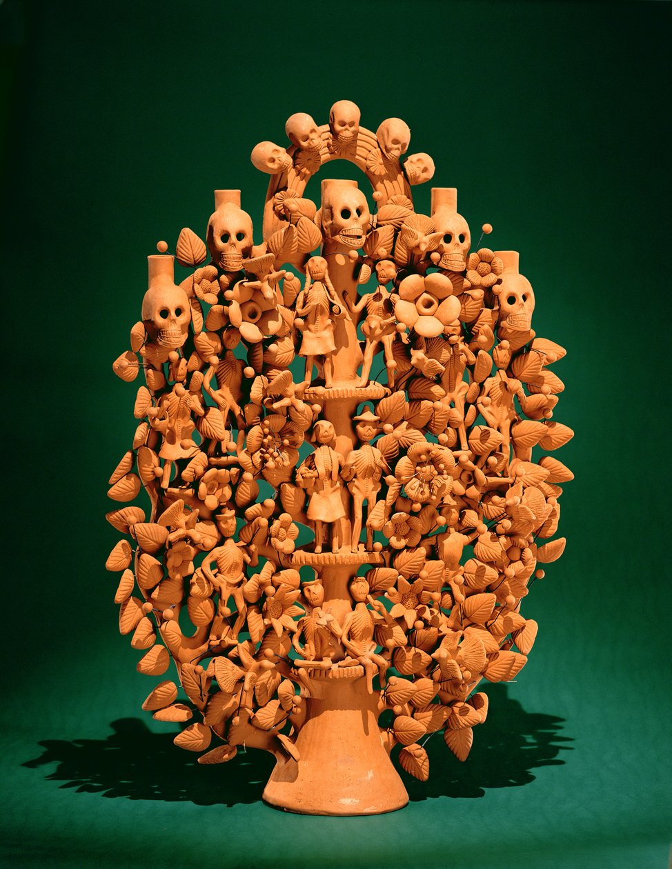 Árvore da vida (louça de barro de fogo único) de Mexican School