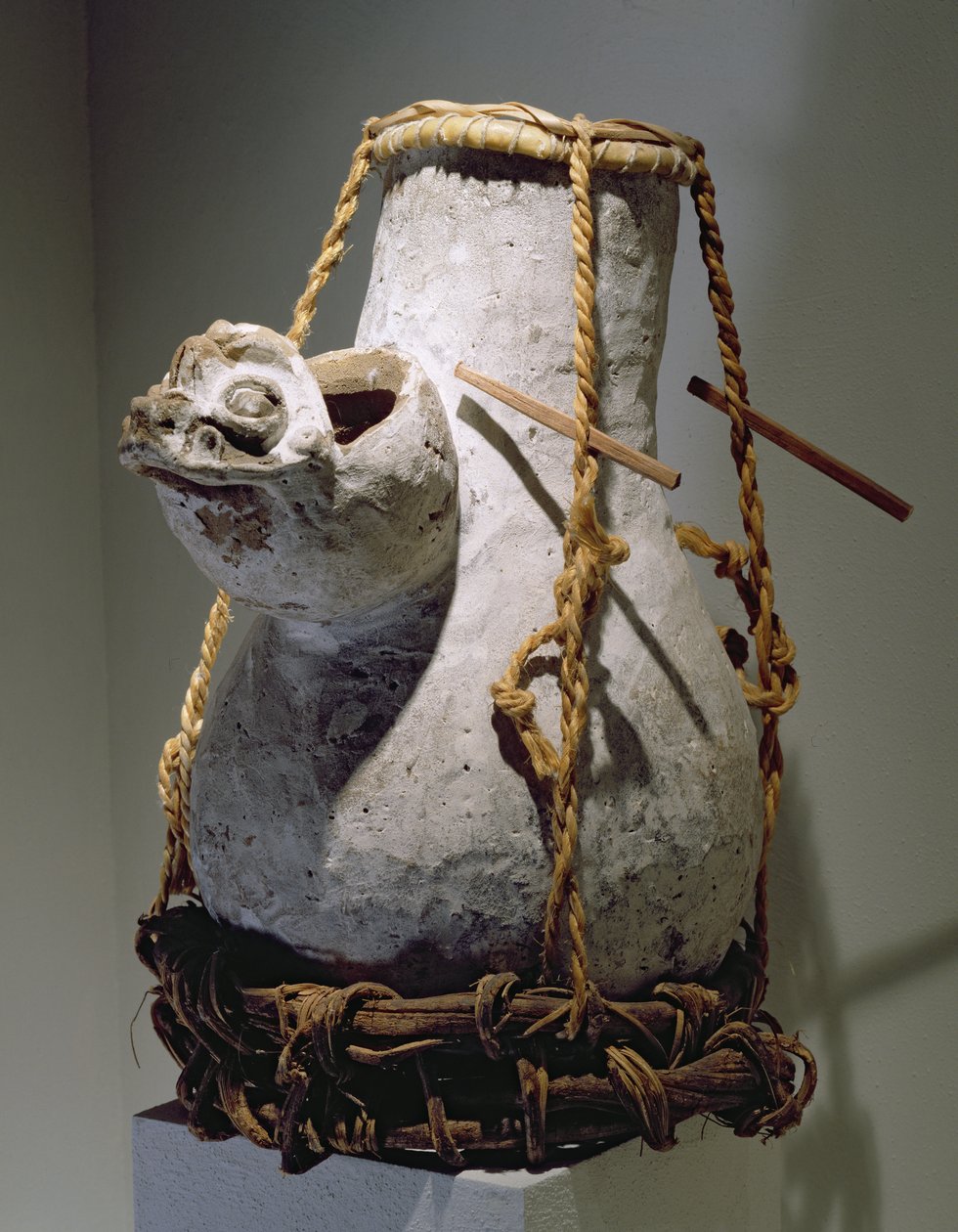 Tambor de água usado pelos povos de Lacandon da região de Chiapas de México (argila) de Mexican School