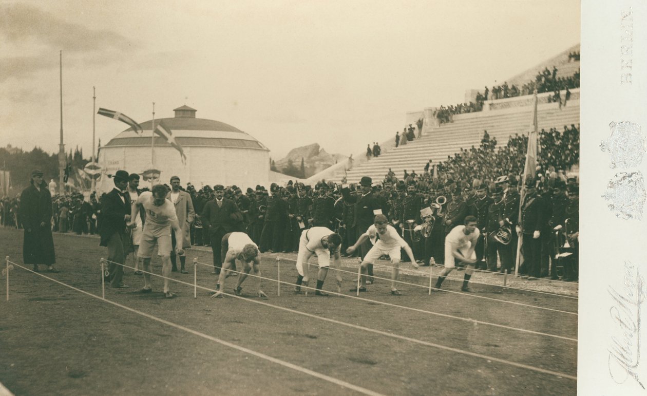 Jogos Olímpicos de 1896; preparação para a corrida de 100 metros de Meyer Albert