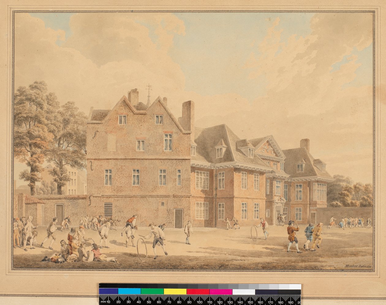 A casa senhorial velha, Marylebone, como uma escola, 1791 (lápis & wc) de Michael Rooker