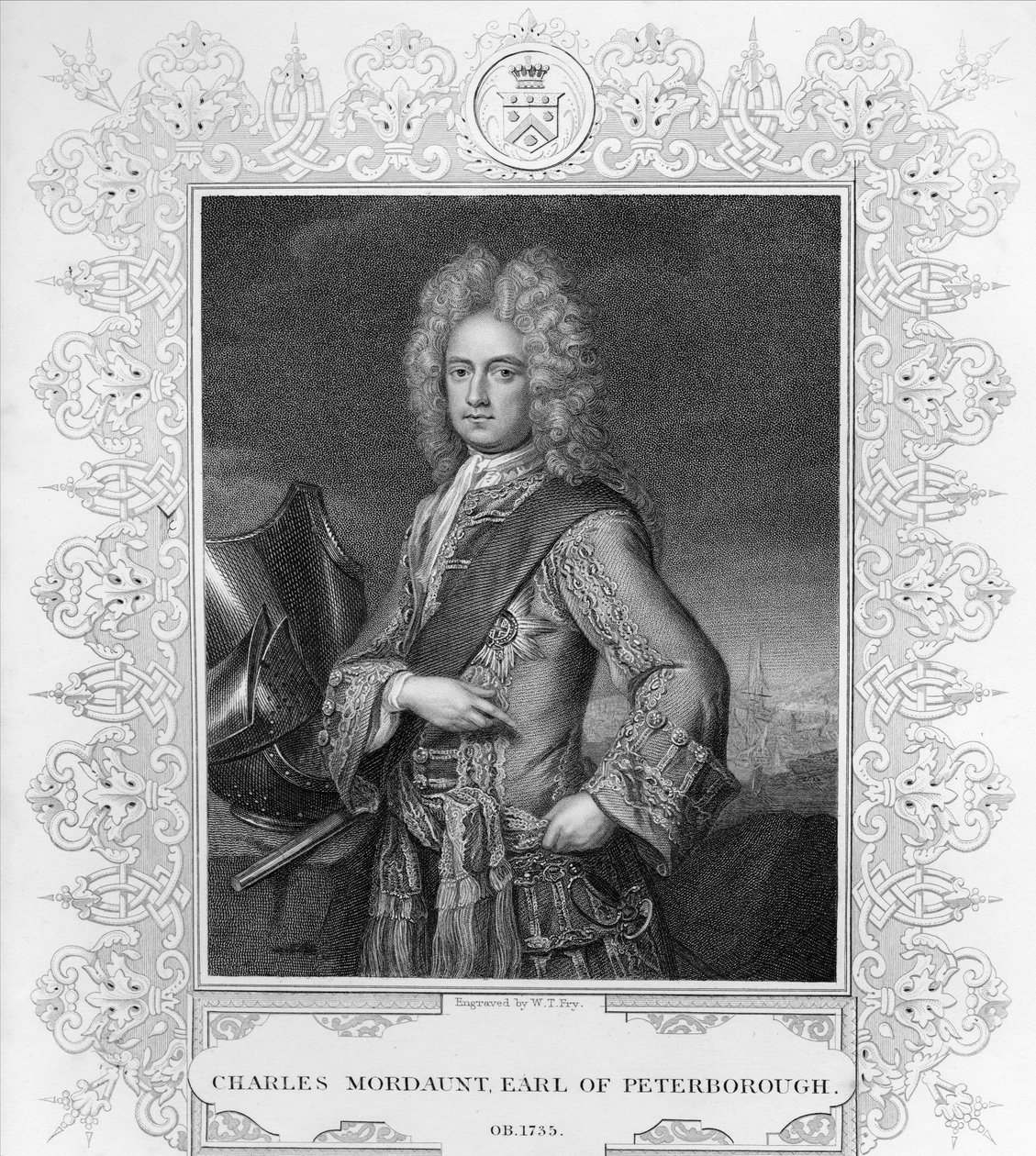 Charles Mordaunt, conde de Peterborough, gravado por WT Fry de Michael Dahl