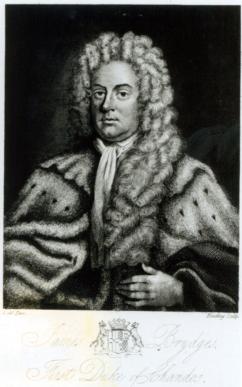 Retrato de James Brydges, primeiro Duque de Chandos (1673-1744), gravado por Burnet Reading (fl. 1776-1822) de Michael Dahl