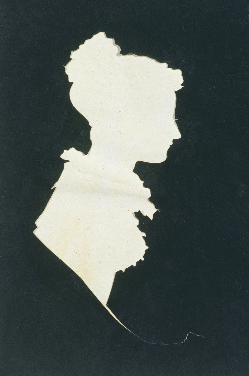 Silhueta de Sarah Faraday (1800-79) do livro de recortes de Michael Faraday, 1821 (tinta no papel) de Michael Faraday