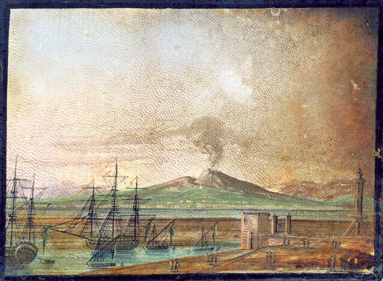 Vesúvio fumando, da página de recados de Michael Faraday de Michael Faraday