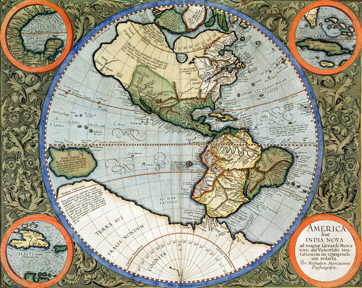 Nova América ou Índia, das ilhas britânicas, a partir de Atlas figura&39;, publicado 1595 de Michael Mercator