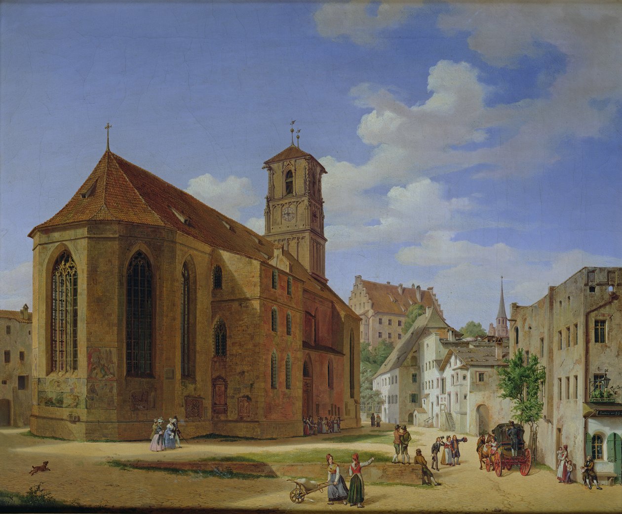 A praça da igreja em Wasserburg am Inn, 1838 de Michael Neher