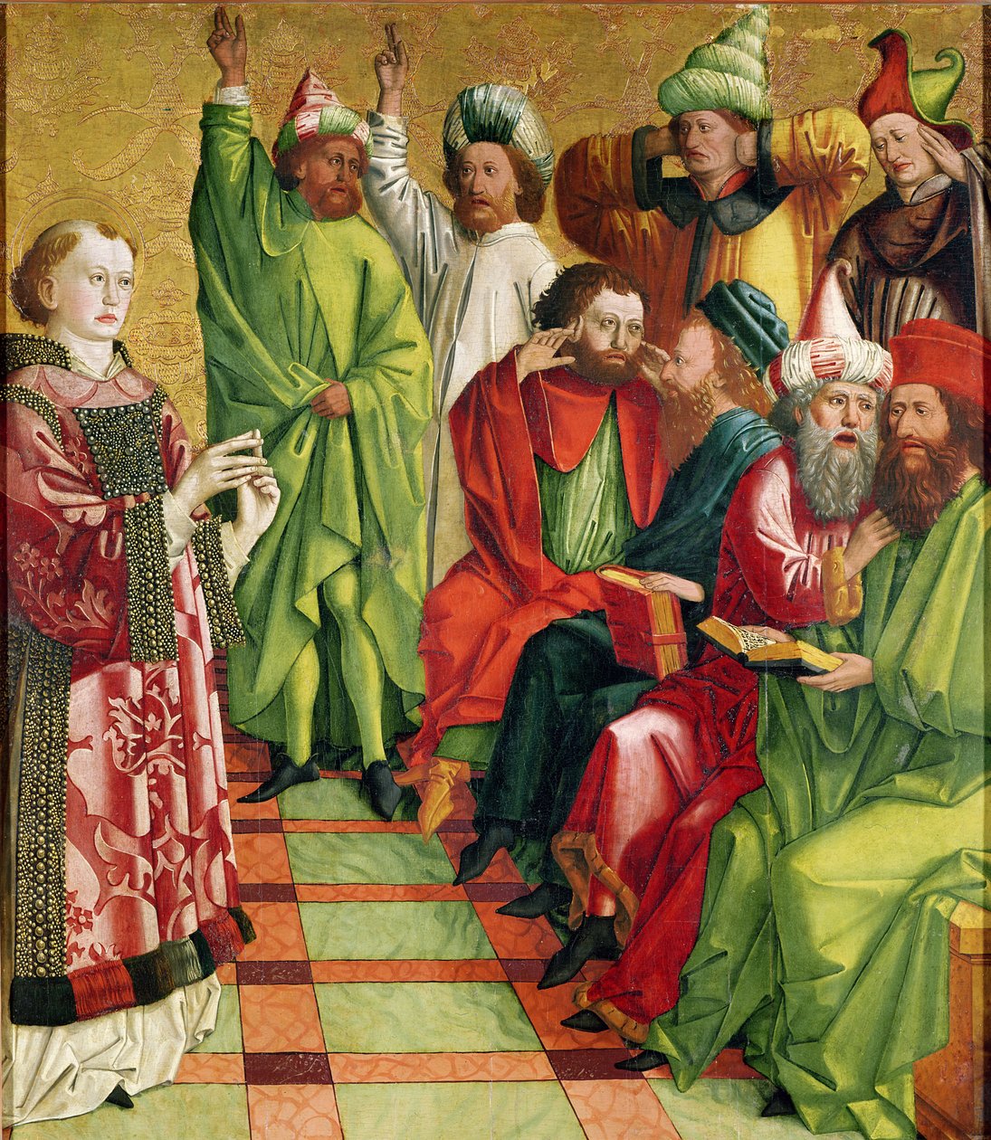 Santo Estevão diante dos Juízes, do Retábulo de Santo Estêvão, c.1470 de Michael Pacher