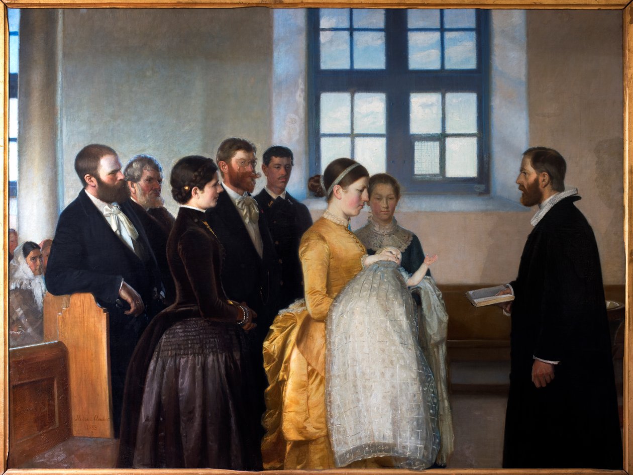 Um batismo infantil de Michael Peter Ancher