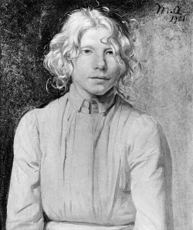 Uma garota skagen em um vestido vermelho de Michael Peter Ancher