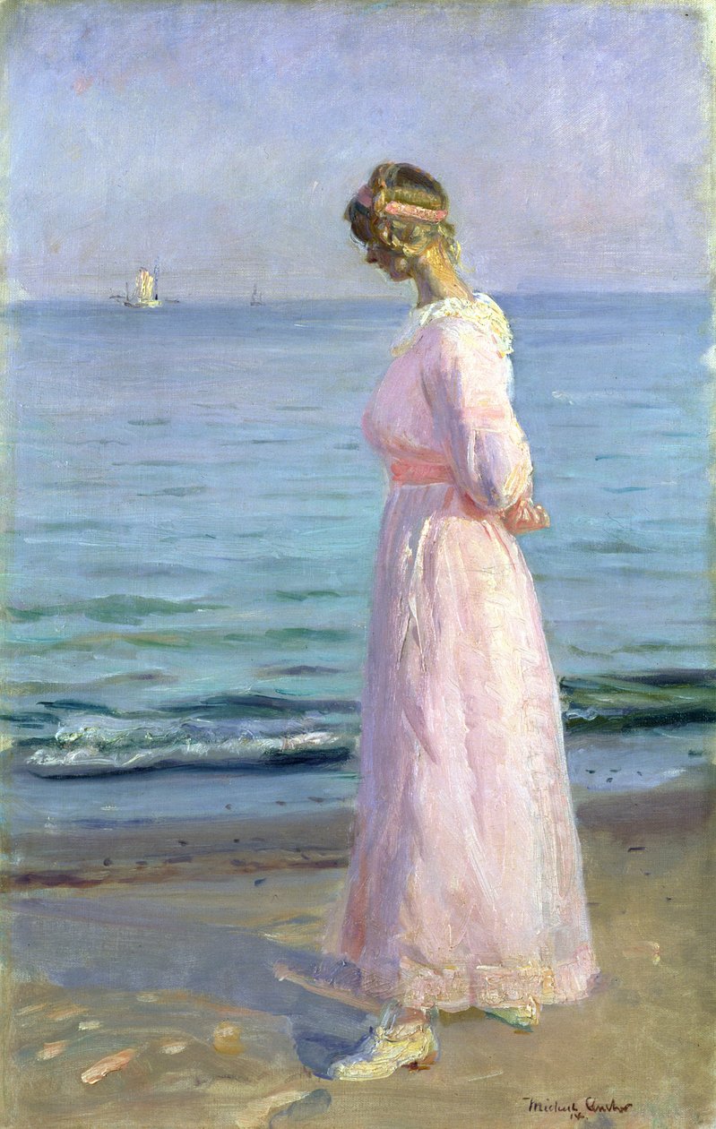 Menina em um vestido rosa, 1914 de Michael Peter Ancher