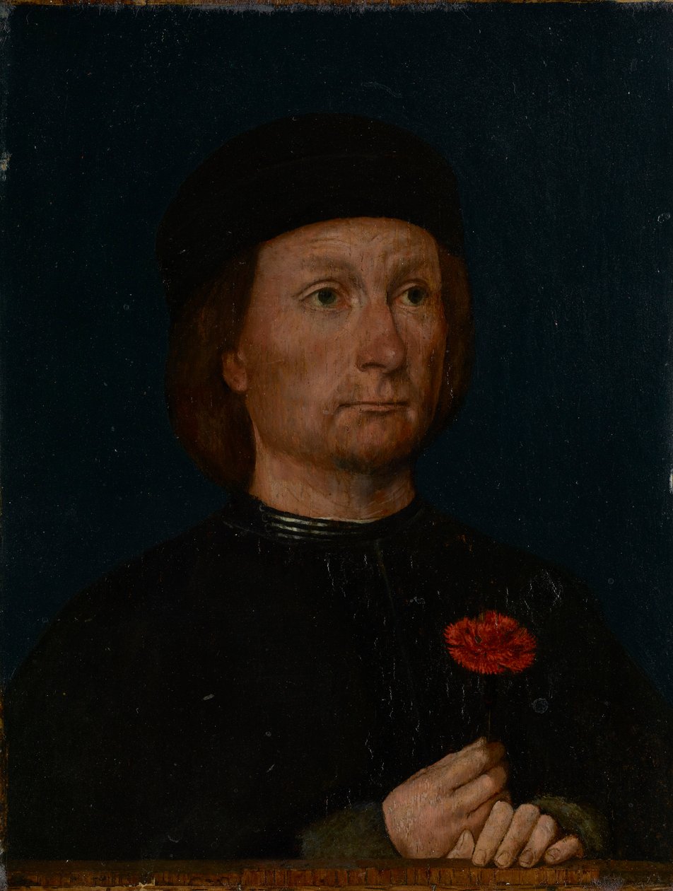 Retrato de um homem com uma rosa de Michael Sittow