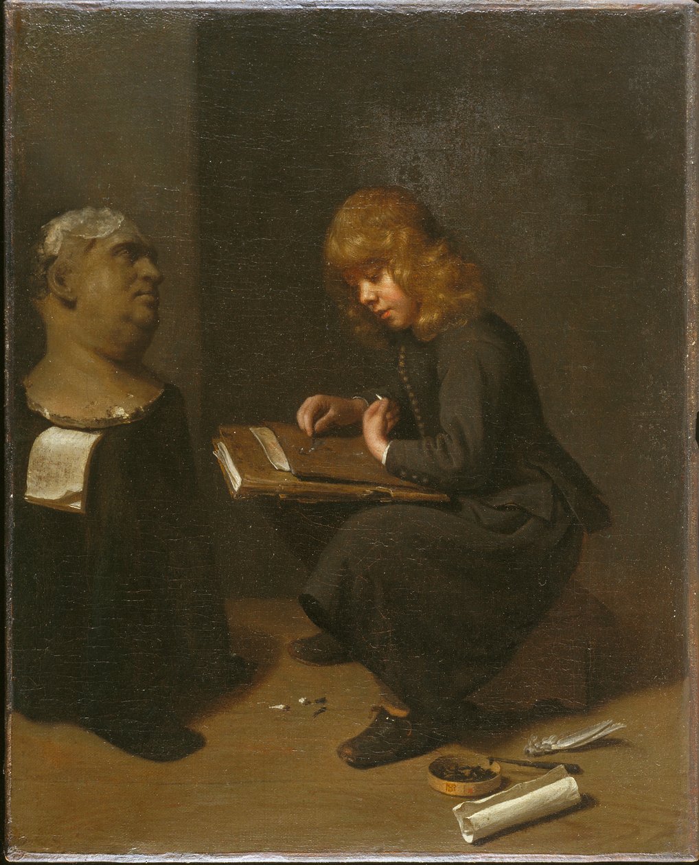 Menino desenhando antes do busto de um imperador romano, c.1661 de Michael Sweerts