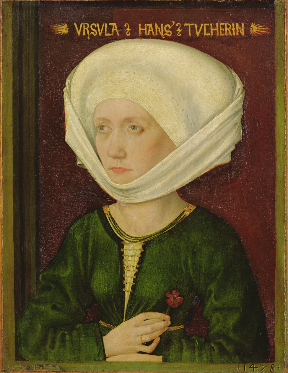Retrato de Ursula Tucher, 1478 (óleo sobre lenha) de Michael Wolgemut or Wolgemuth