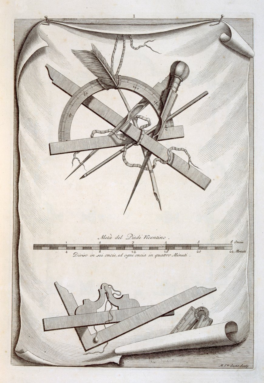 Ferramentas de arquitectos e agrimensores, um trompe l&39;oeuil de Michael van der Gucht
