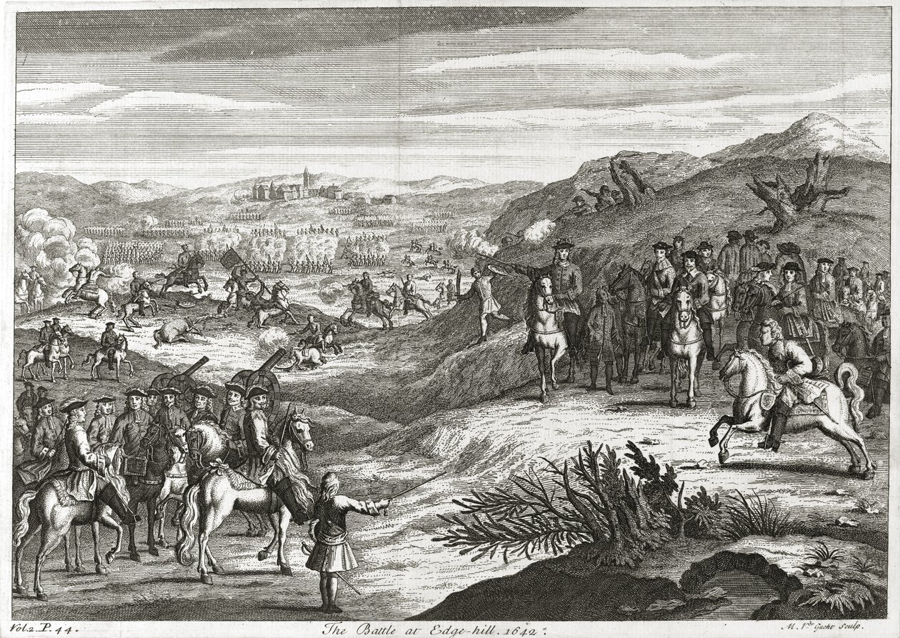 A batalha de Edgehill em 1642 de Michael van der Gucht