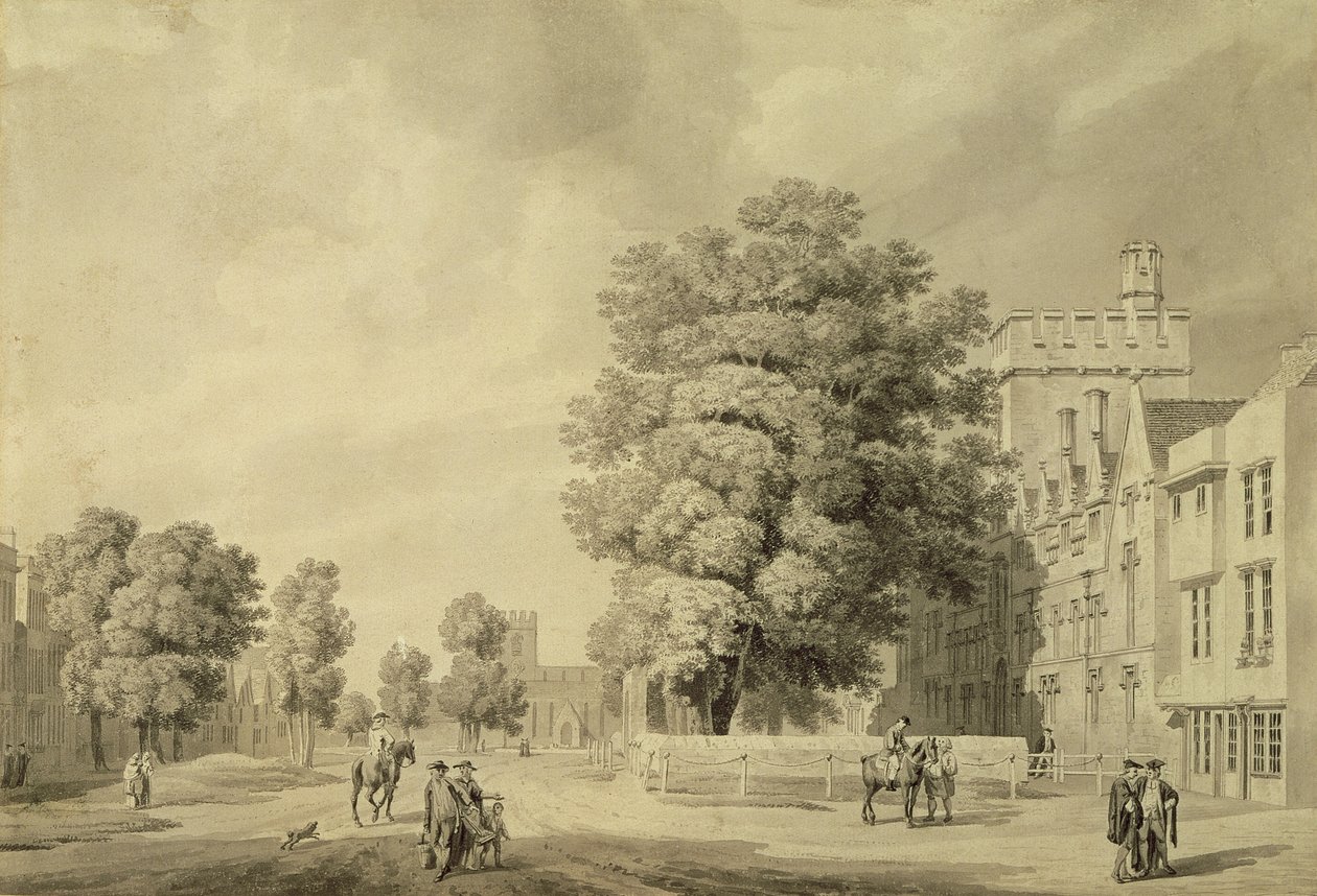 St Johns College, Oxford (caneta e tinta e lavagem) de Michael Rooker