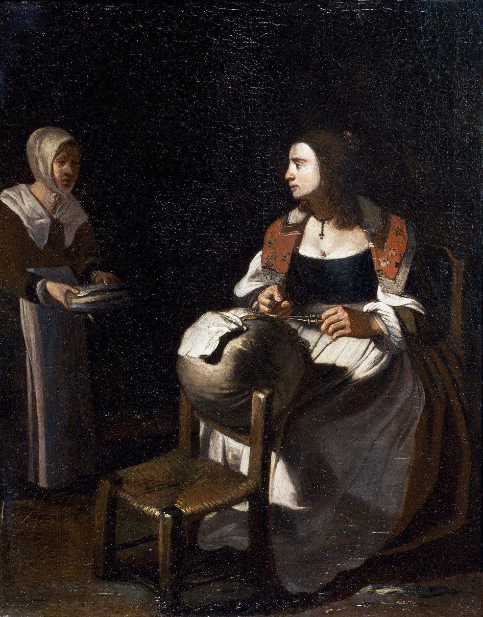 O fabricante de almofadas (óleo sobre tela) de Michael (attr. to) Sweerts